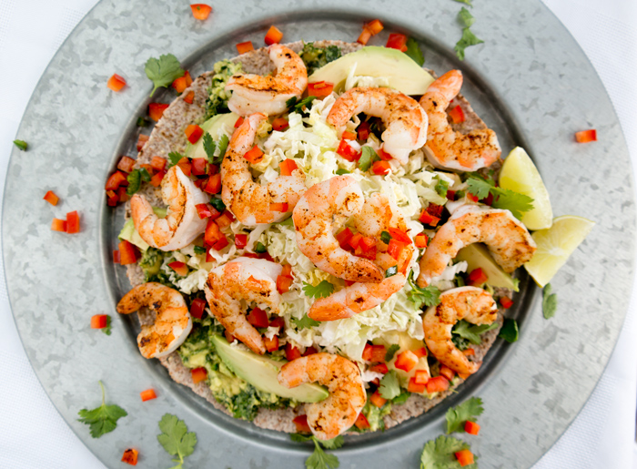 Shrimp Lime Slaw Sprouted Tortilla Tostada