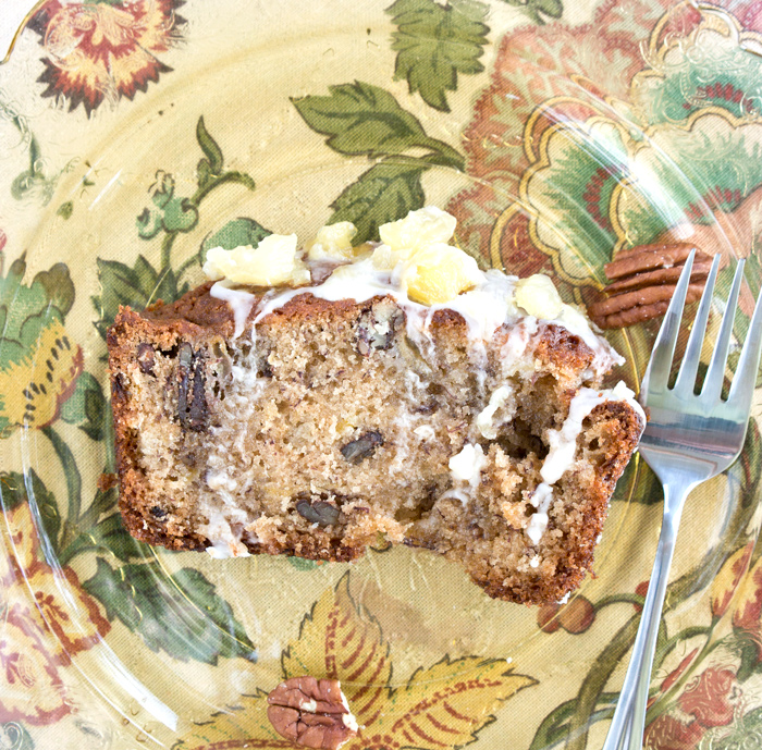 humming bird bread with pineapple glaze