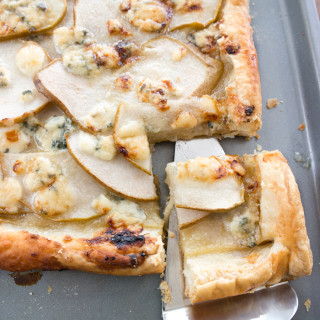 Pear Puff Pastry Tart with Cheddar & Walnuts