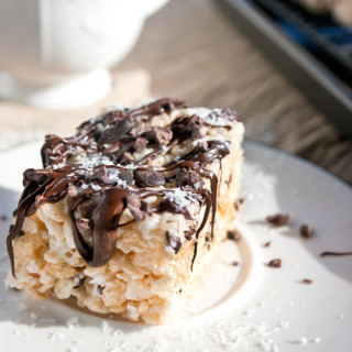 coconut cocoa nib rice krispy treats