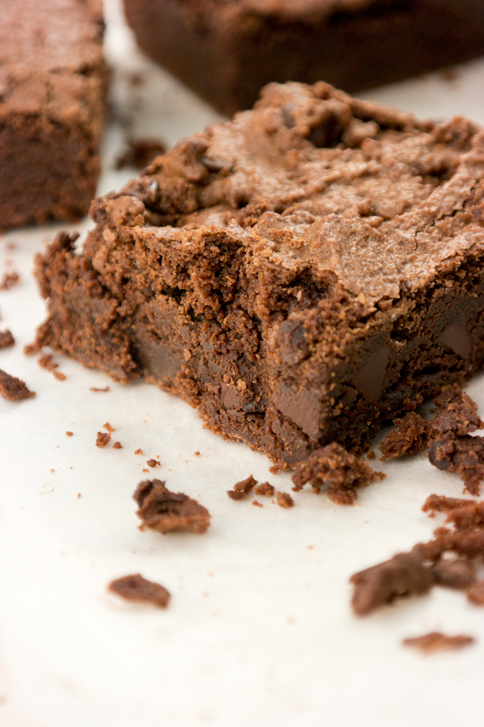 Fudgy Dark Chocolate Chip Brownies