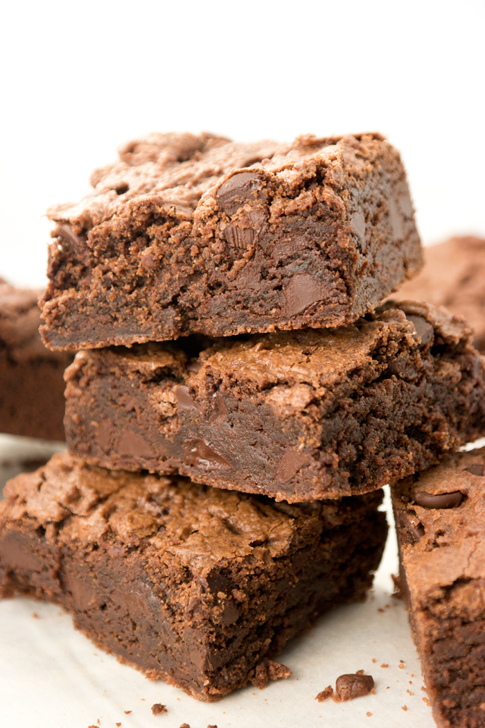 Fudgy Dark Chocolate Chip Brownies