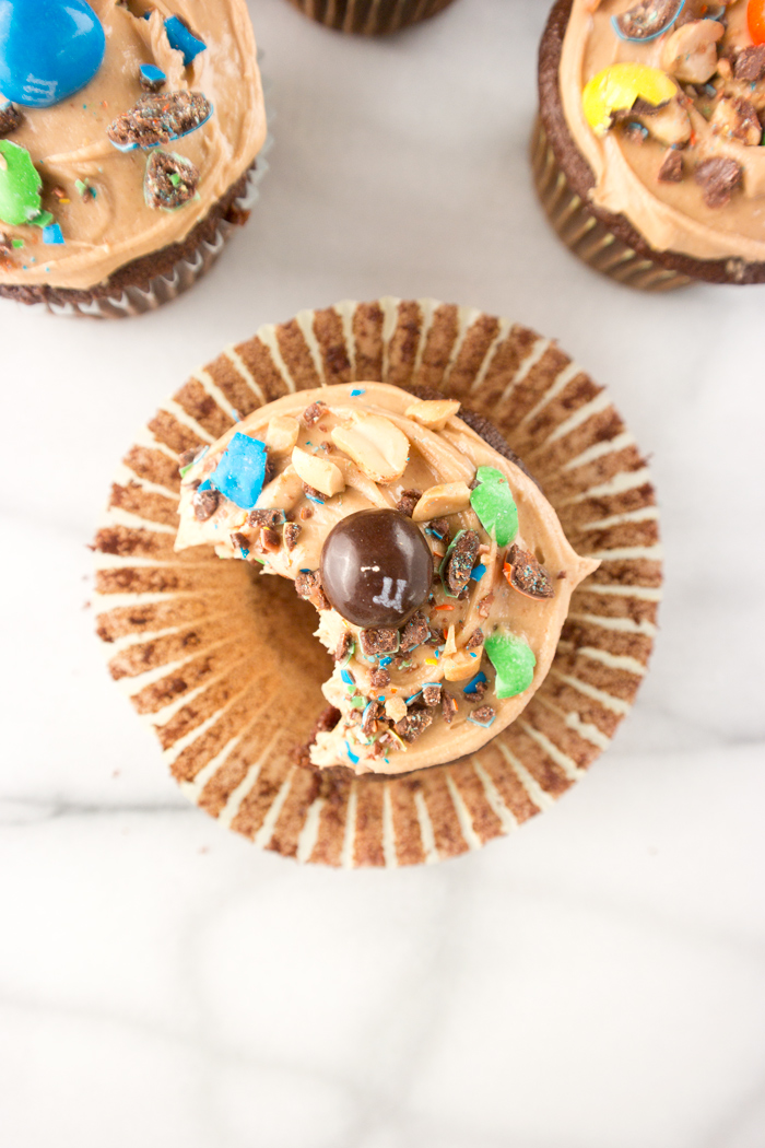 Peanut Butter Frosted Chocolate Cupcakes