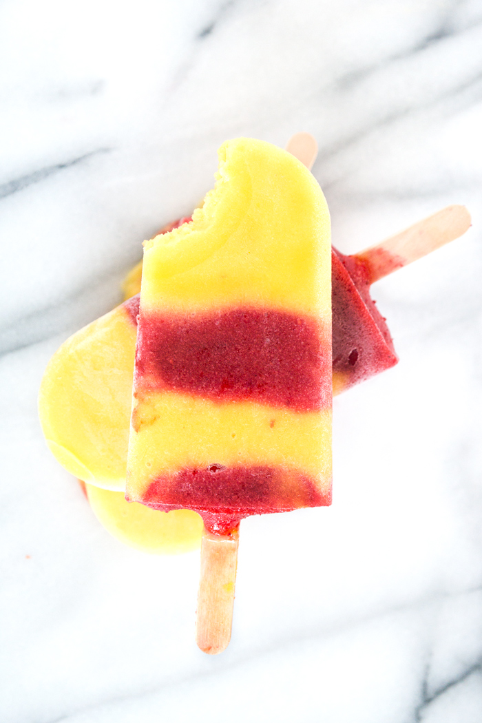 3 Ingredient Strawberry Mango Popsicles