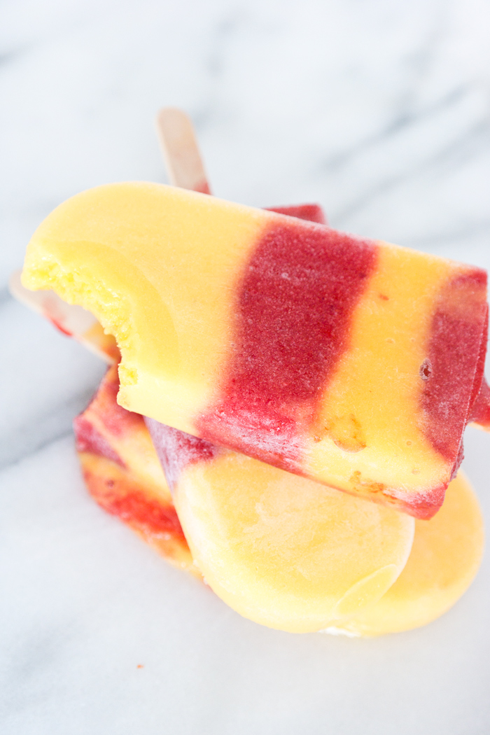 3 Ingredient Strawberry Mango Popsicles