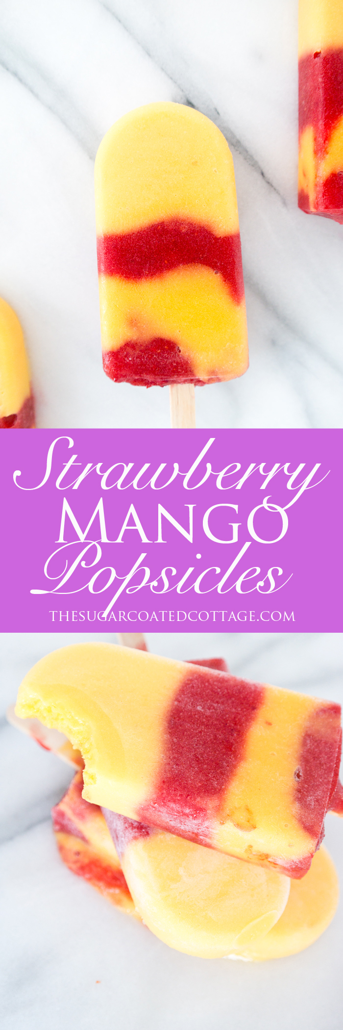 3 Ingredient Strawberry Mango Popsicles