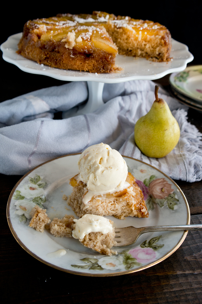 Cinnamon Pear Upside Down Cake