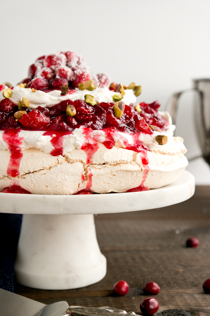 Cranberry Peach Pavlova