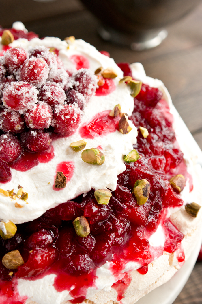 Cranberry Peach Pavlova