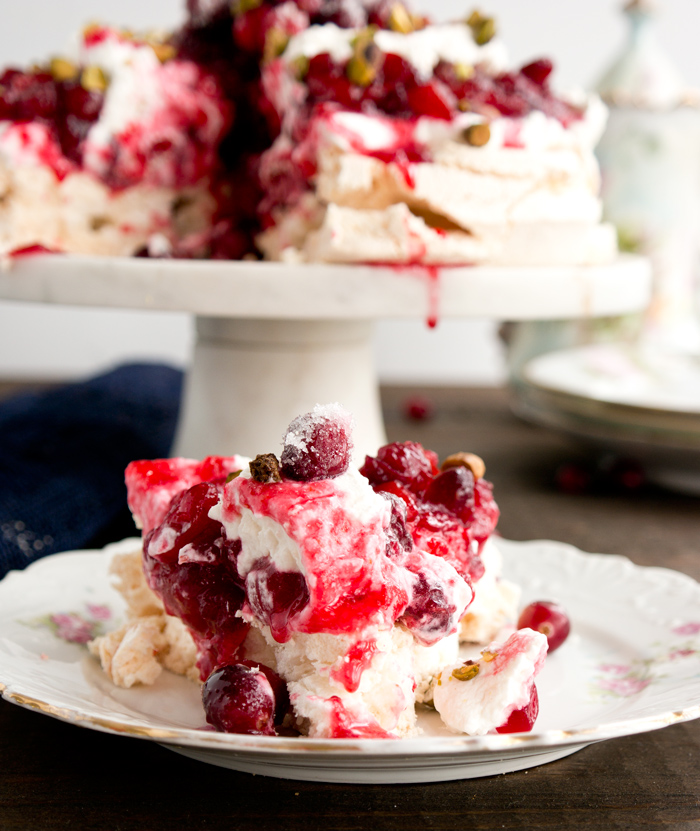 Cranberry Peach Pavlova