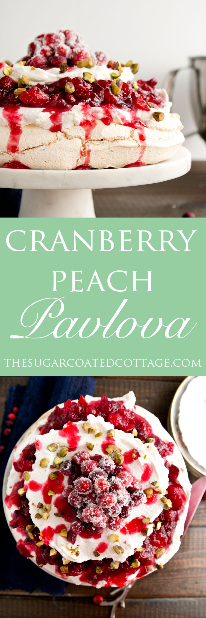 Cranberry Peach Pavlova