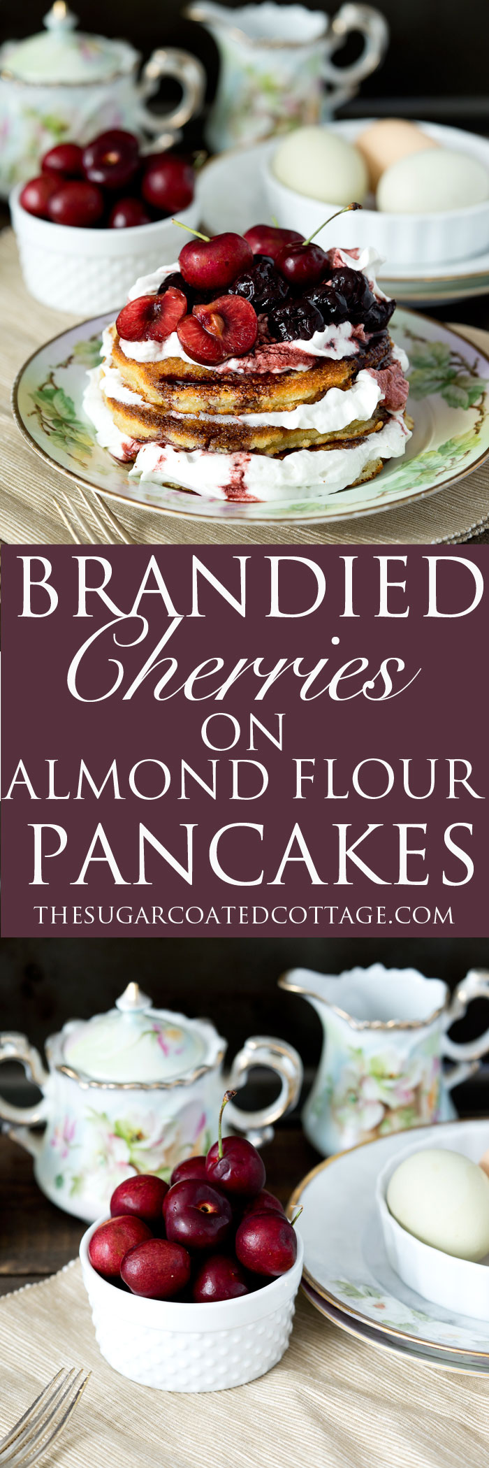 Brandy Cherry Compote on Almond Flour Pancakes