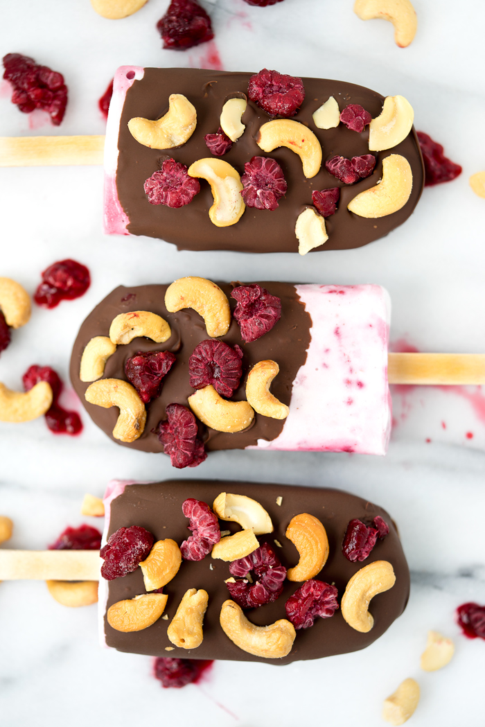 Salted Cashew Raspberry Cream Pops