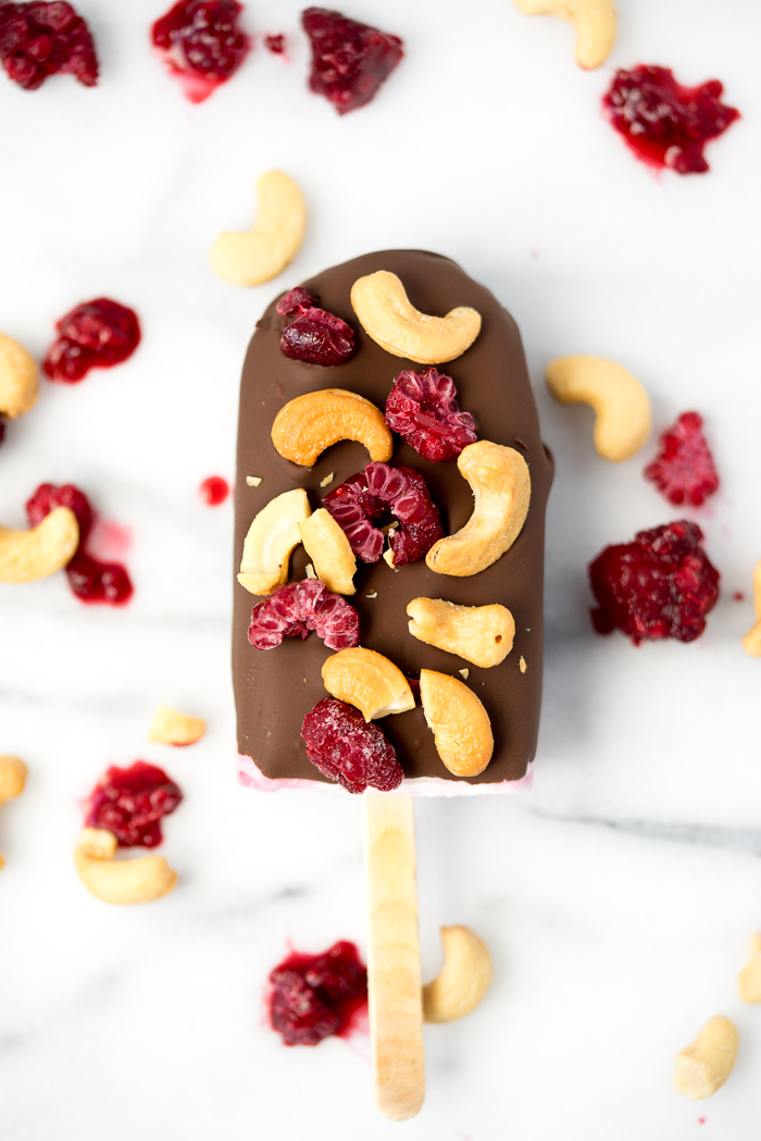 Salted Cashew Raspberry Cream Pops