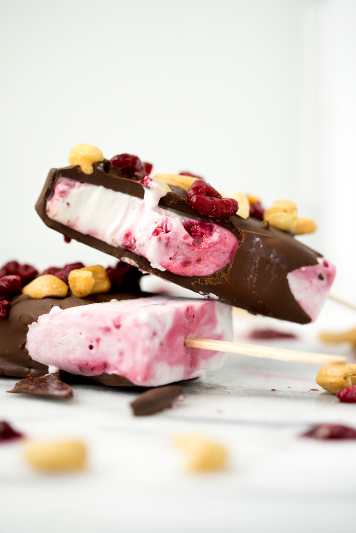 Salted Cashew Raspberry Cream Pops