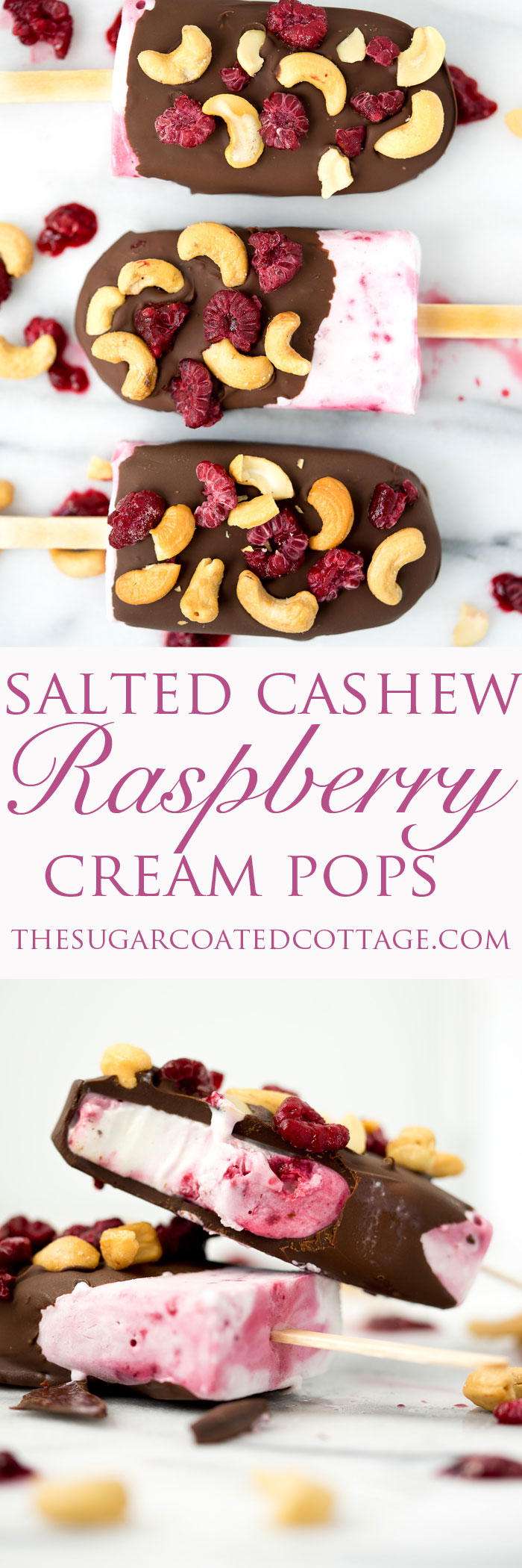 Salted Cashew Raspberry Cream Pops