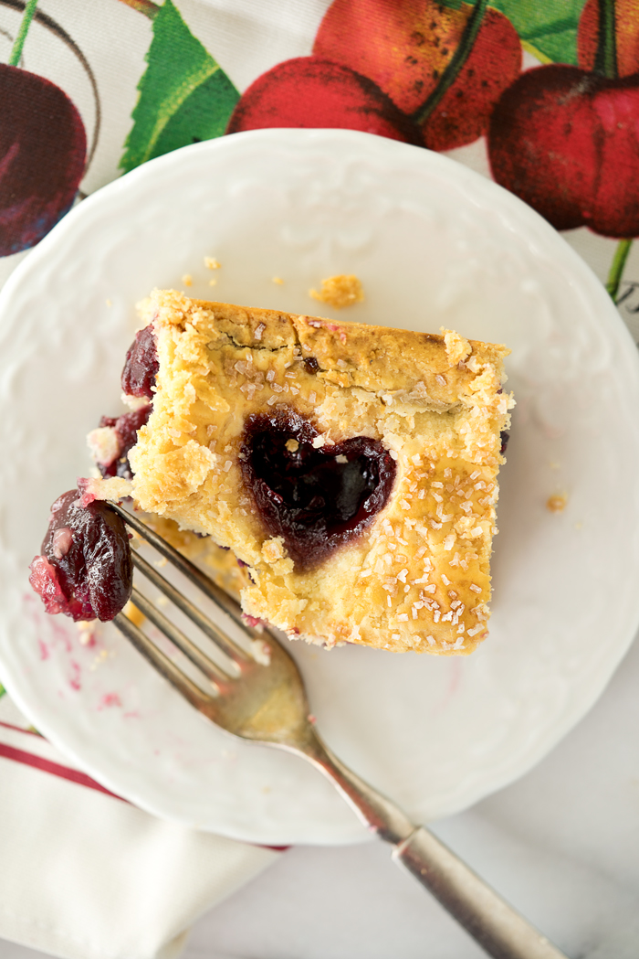 1/2 Slab Cherry Pie. Simple recipe for a small family sized Classic Cherry Slab Pie. | thesugarcoatedcottage.com