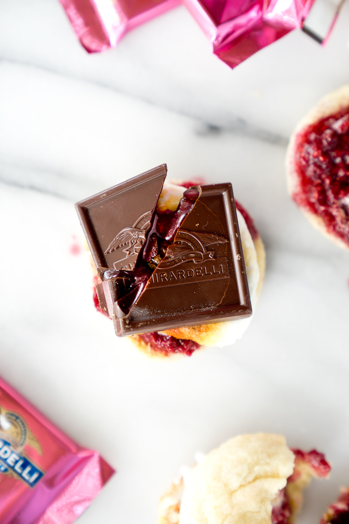 Raspberry Sugar Cookie S'mores. The best twist on a traditional recipe. Soft, pillowy, buttery sugar cookies, toasted marshmallows and homemade raspberry sauce make these the s'mores of your dreams. | thesugarcoatedcottage.com