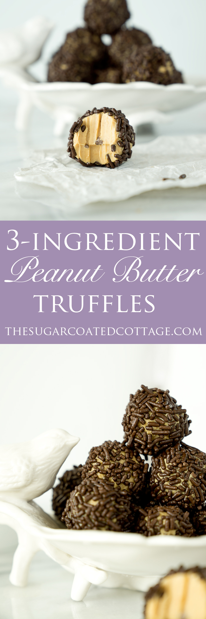 Easy 3 Ingredient Creamy Peanut Butter Truffles. The easiest 3 ingredient truffle recipe you'll ever make.| thesugarcoatedcottage.com