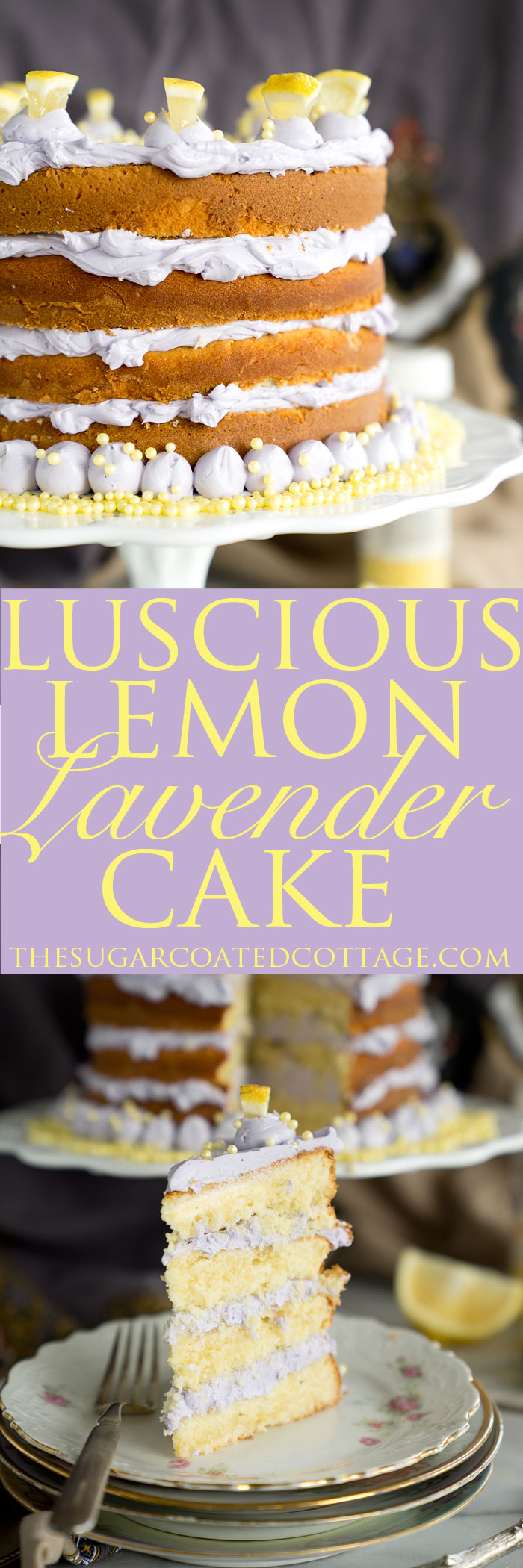 Luscious Lemon Lavender Cake Recipe. A delightful cake with a hint of lavender. | thesugarcoatedcottage.com