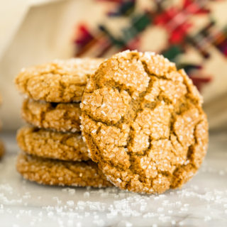 Gingery Ginger Snap Cookie recipe. Full of ginger, crinkled to perfection and coated in sanding sugar. If ever there was a holiday cookie this is it! | thesugarcoatedcottage.com