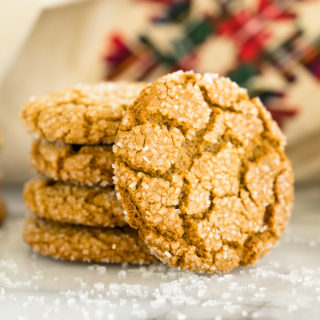 Gingery Ginger Snap Cookie recipe. Full of ginger, crinkled to perfection and coated in sanding sugar. If ever there was a holiday cookie this is it! | thesugarcoatedcottage.com