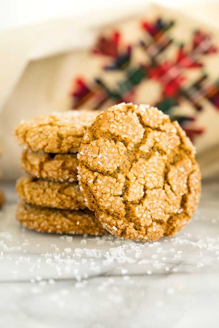 Gingery Ginger Snap Cookie recipe. Full of ginger, crinkled to perfection and coated in sanding sugar. If ever there was a holiday cookie this is it! | thesugarcoatedcottage.com