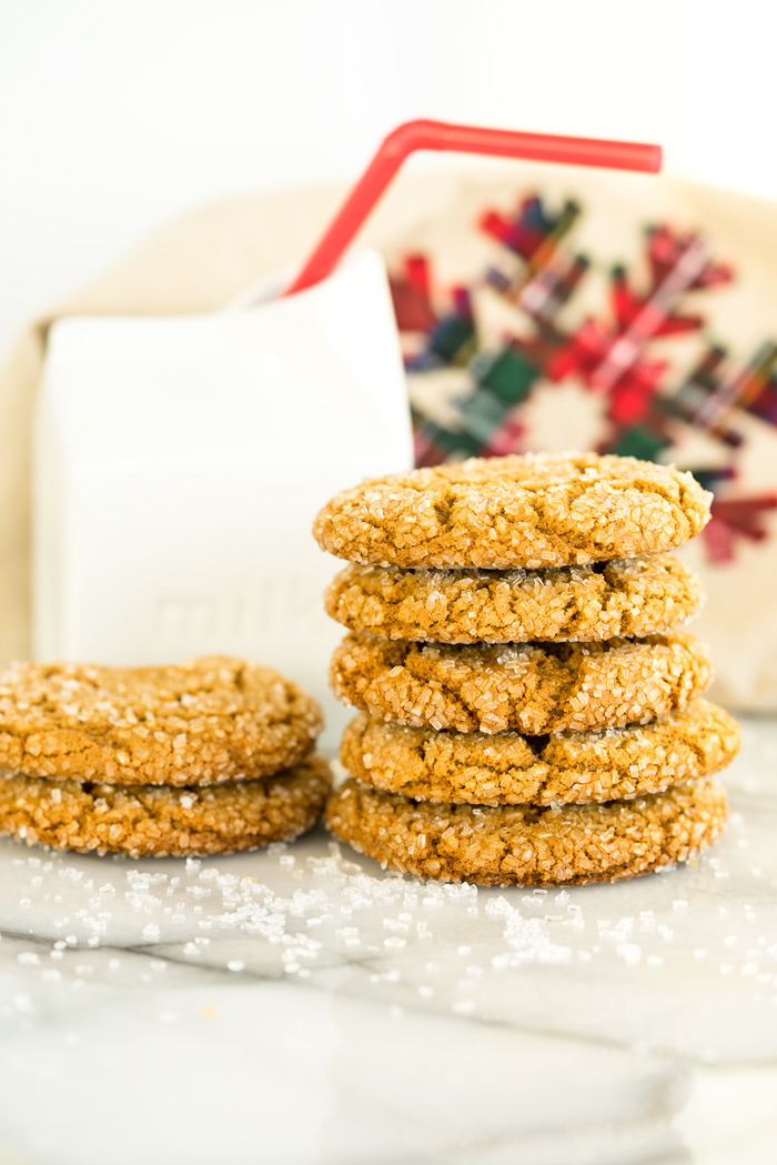 Gingery Ginger Snap Cookie recipe. Full of ginger, crinkled to perfection and coated in sanding sugar. If ever there was a holiday cookie this is it! | thesugarcoatedcottage.com