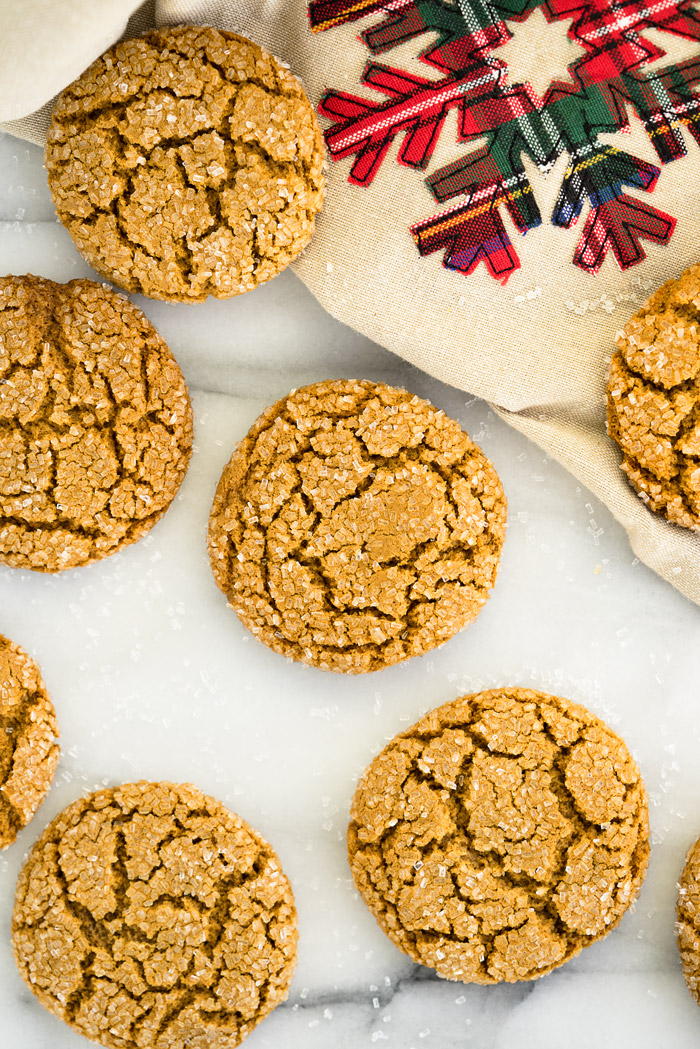 Gingery Ginger Snap Cookie recipe. Full of ginger, crinkled to perfection and coated in sanding sugar. If ever there was a holiday cookie this is it! | thesugarcoatedcottage.com