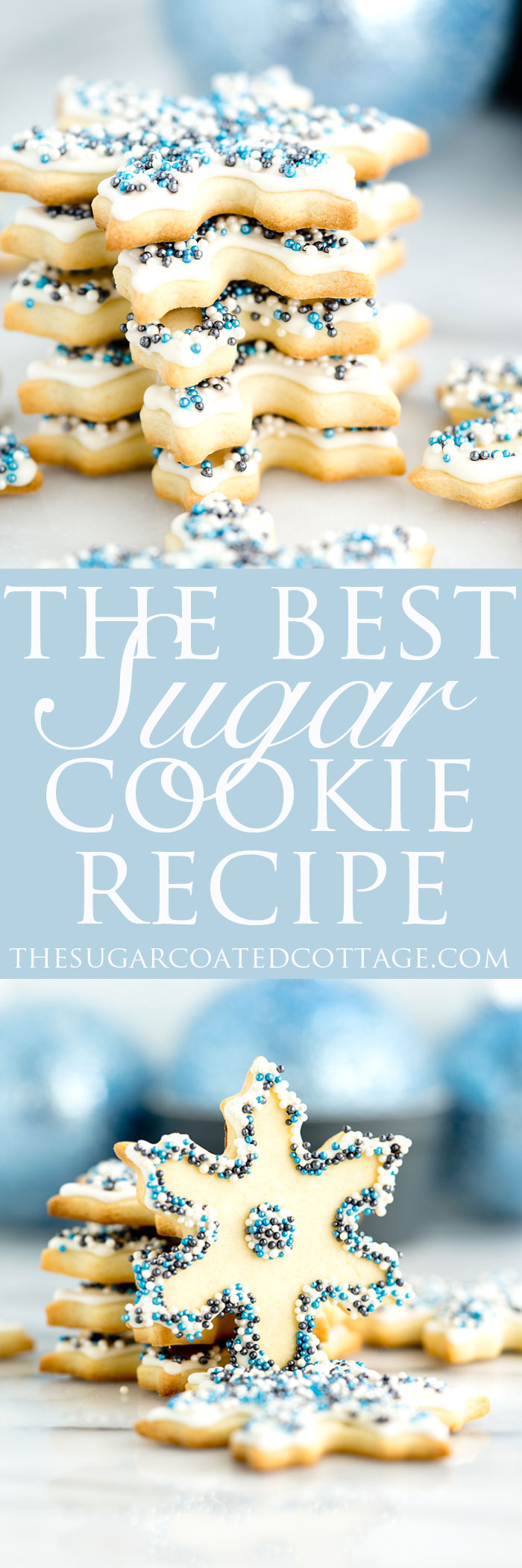 The Best Sugar Cookie Recipe. Perfect for cut out cookies, this dough does not require refrigeration before rolling out or before baking. And the dough doesn't spread when baking either! | thesugarcoatedcottage.com