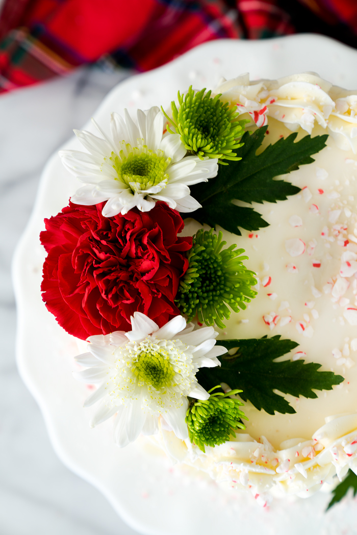 White Chocolate Peppermint Cake recipe. Lush white chocolate and cool, crisp peppermint make for a wonderfully delightful cake recipe. | thesugarcoatedcottage.com