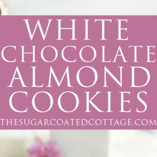 White Chocolate Roasted Almond Cookie Recipe. Crispy, crinkly, buttery cookies studded with crunchy roasted almonds and creamy white chocolate chips. | thesugarcoatedcottage.com