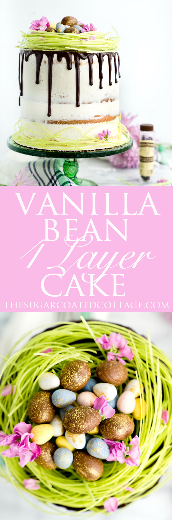 Vanilla Bean Layer Cake Recipe. 4 layers of the best vanilla bean enhanced cake smothered in a layer of vanilla bean buttercream. Perfect cake recipe for any occasion including birthdays, Easter, 4th of July, Christmas. | thesugarcoatedcottage.com