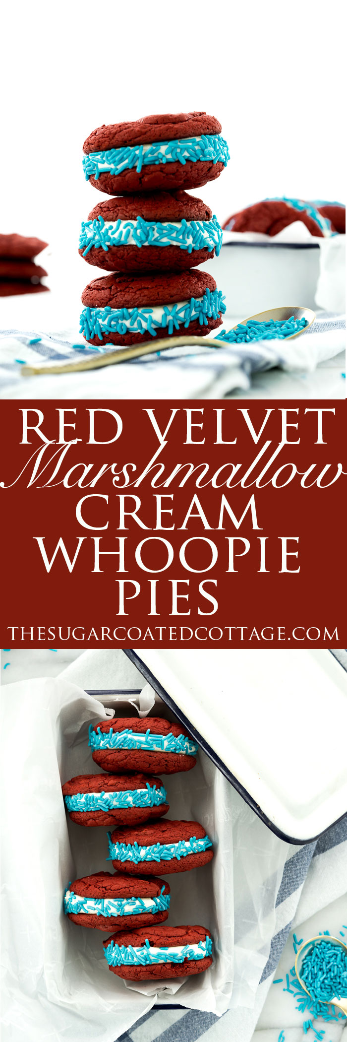 Red Velvet Marshmallow Cream Whoopie Pies. Delicious and easy to make!! | thesugarcoatedcottage.com #recipe #cake #whoopiepie #duncanhines