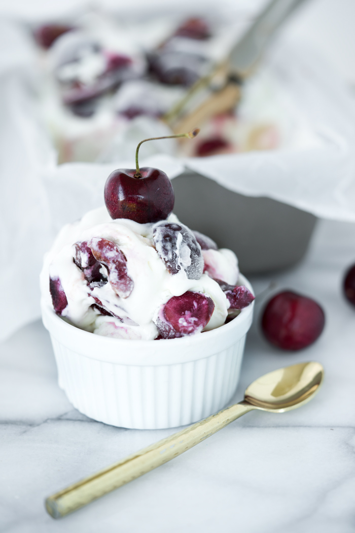 The best classy and sophisticated no churn ice cream recipe you and our friends will love. thesugarcoatedcottage.com | #nochurnicecream #brandy #cherry