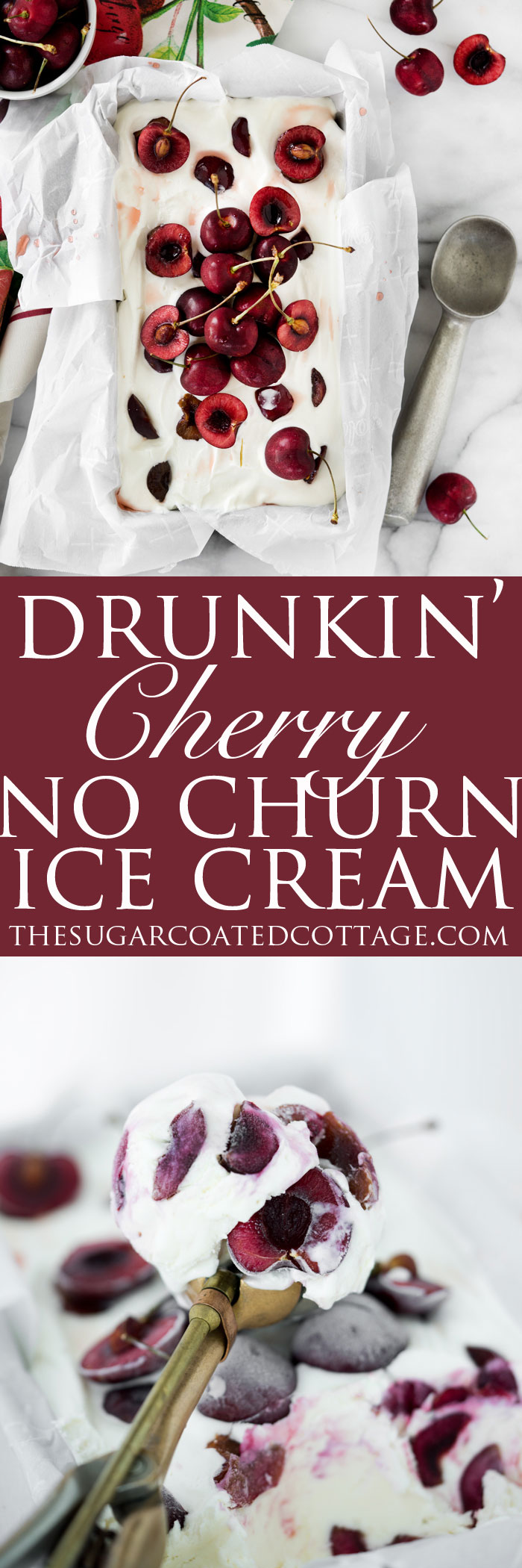 The best classy and sophisticated no churn ice cream recipe you and our friends will love. thesugarcoatedcottage.com | #nochurnicecream #brandy #cherry