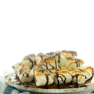 S'mores Chocolate Chiffon Pie! A campfire classic made into a pie. Creamy chocolate filling, toasted marshmallows for the win! | thesugarcoatedcottage.com