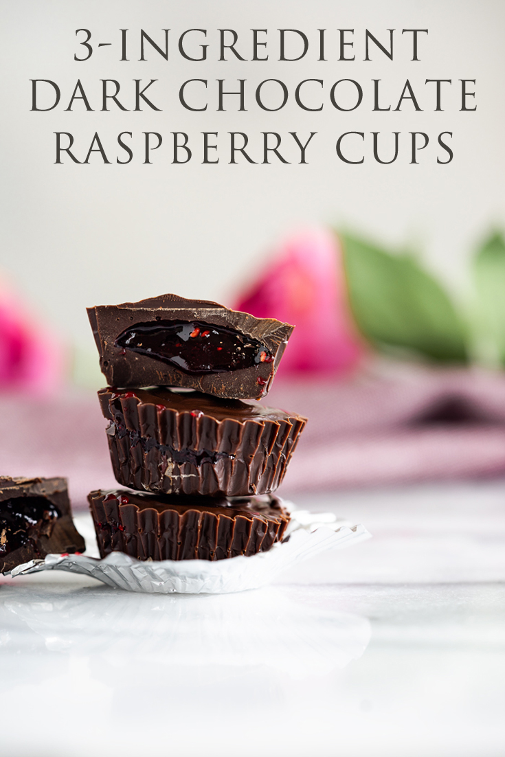 3 Ingredient Dark Chocolate Raspberry Cups. With just three ingredients you can make these super delicious, no bake treats in a breeze. No bake, simple, easy, 3 ingredient, dessert