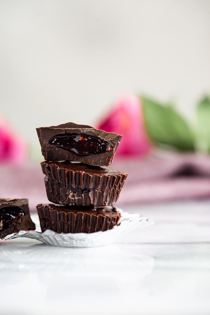 3 Ingredient Dark Chocolate Raspberry Cups. With just 3 ingredients you can make these no bake treats in a breeze. No bake, simple, easy, 3 ingredient