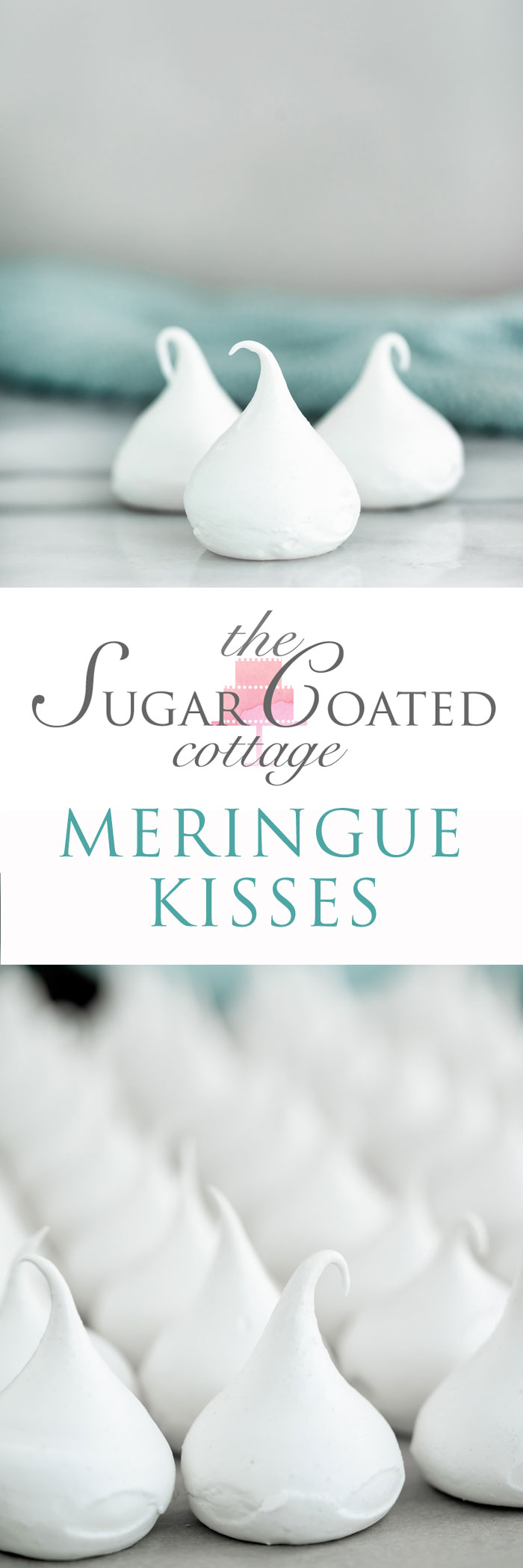 Meringue Kisses Recipe. The perfect dollop of meringue baked into a crispy on the outside, chewy on the inside cookie. | thesugarcoatedcottage.com #merignue