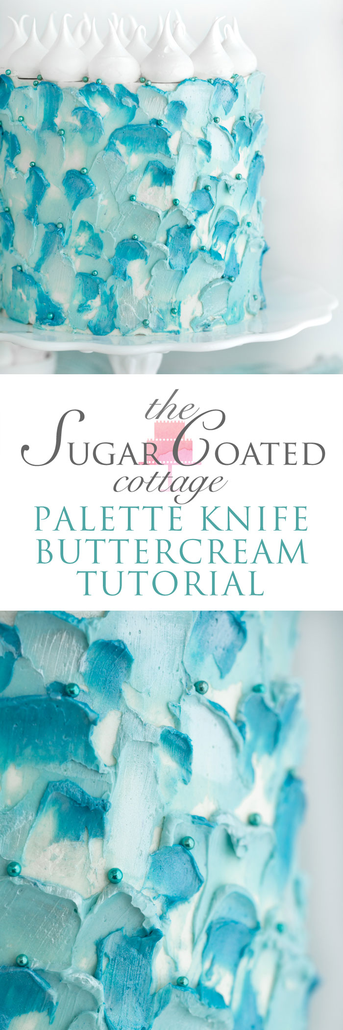 Palette Knife Buttercream Tutorial. Wondering how you can achieve these pretty swoops and shimmery detail? I'll show you how. #cakedecorating #buttercream