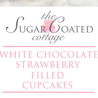 White Chocolate Strawberry filled cupcakes. White chocolate strawberry buttercream on top of a strawberry puree filled cupcake!! #cupcakes #buttercream | thesugarcoatedcottage.com