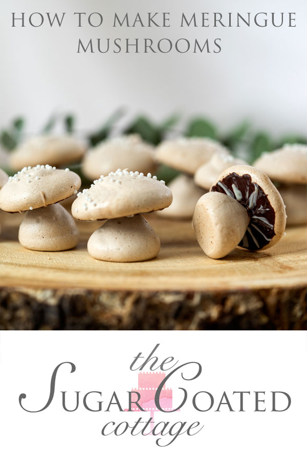 Sweet, edible, delicious meringue woodland mushrooms are great for decorating any dessert or to eat by themselves. #cakedecorating #meringuemushrooms