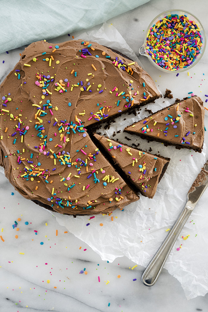 One Bowl Chocolate Cake. All ingredients, one bowl, one spoon (or mixer) and done