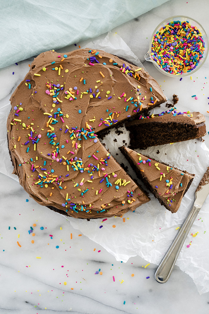 One Bowl Chocolate Cake. All ingredients, one bowl, one spoon (or mixer) and done