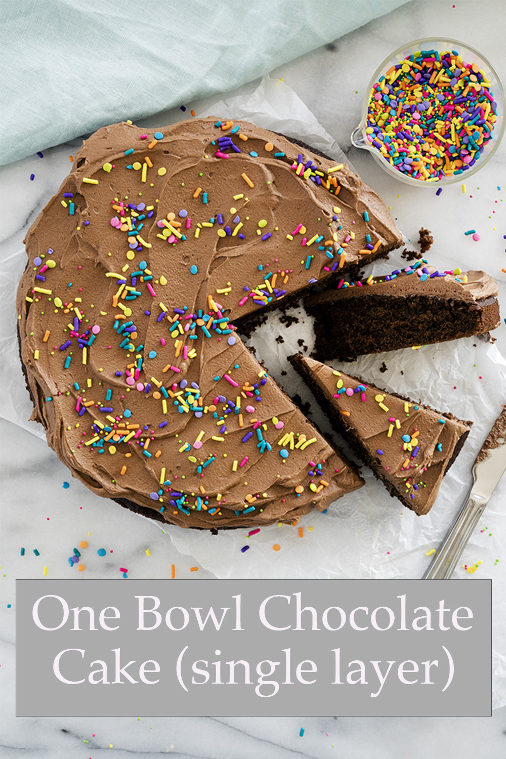 One Bowl Chocolate Cake. All ingredients, one bowl, one spoon (or mixer) and done.