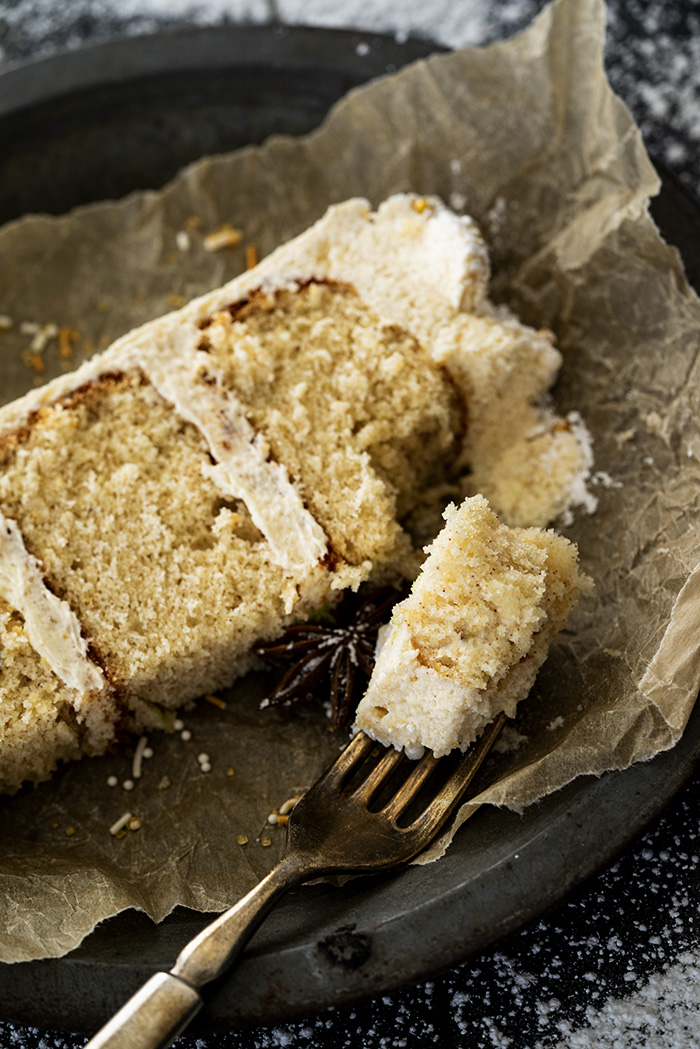 eggnog cake with eggnog buttercream